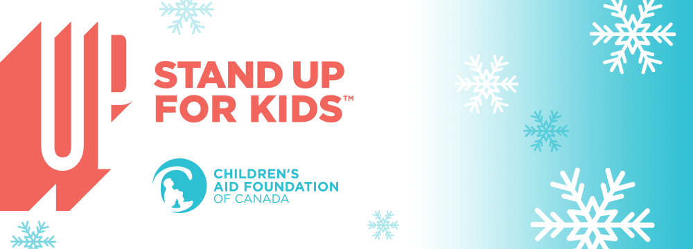 stand up for kids - children's aid foundation of canada logos with snowflakes